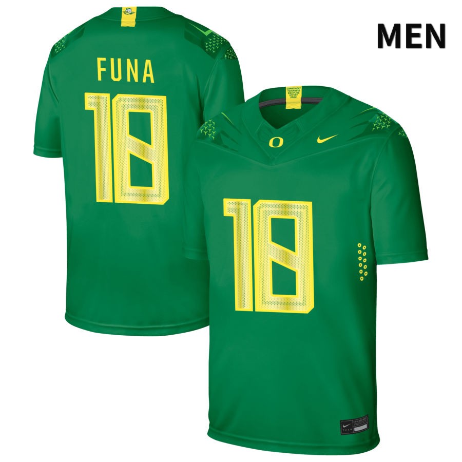 Oregon Ducks Men's #18 Mase Funa Football College Authentic Green NIL 2022 Nike Jersey FDS85O6I